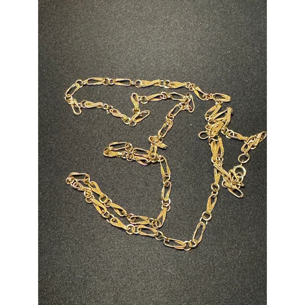 Vintage Gold Tone 28in Textured Design Necklace